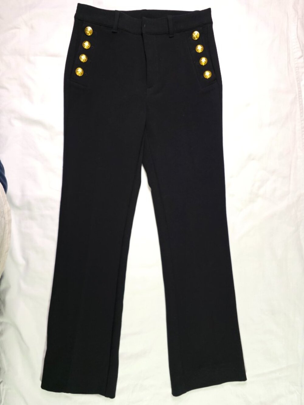 "GAP Womens Size 6 Black Gold Button High Waist Sailor Baby Bootcut Flare Pants
